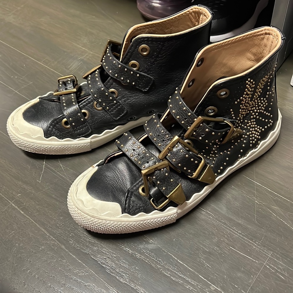 Chloe Leather Studded Accents Sneakers